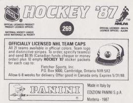 1987-88 Panini Stickers #269 Darren Eliot Back