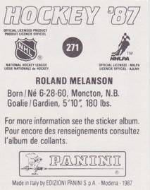 1987-88 Panini Hockey Stickers #271 Roland Melanson Back