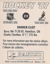 1987-88 Panini Stickers #272 Darren Eliot Back
