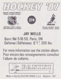 1987-88 Panini Stickers #274 Jay Wells Back