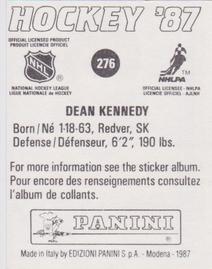 1987-88 Panini Stickers #276 Dean Kennedy Back