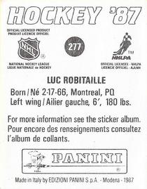 1987-88 Panini Stickers #277 Luc Robitaille Back