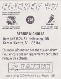 1987-88 Panini Stickers #278 Bernie Nicholls Back