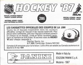 1987-88 Panini Hockey Stickers #286 Brian Bellows Back