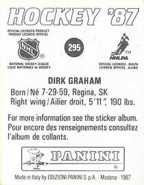 1987-88 Panini Hockey Stickers #295 Dirk Graham Back