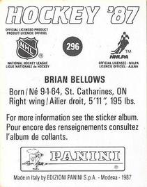 1987-88 Panini Stickers #296 Brian Bellows Back