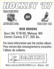 1987-88 Panini Hockey Stickers #301 Bob Brooke Back