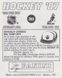 1987-88 Panini Stickers #303 Brian Sutter Back