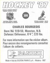 1987-88 Panini Stickers #309 Charlie Bourgeois Back