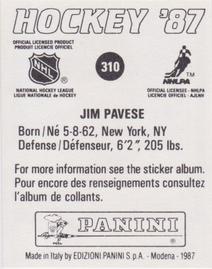 1987-88 Panini Stickers #310 Jim Pavese Back