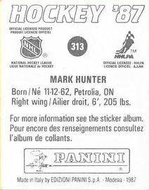 1987-88 Panini Hockey Stickers #313 Mark Hunter Back