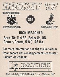 1987-88 Panini Stickers #316 Rick Meagher Back