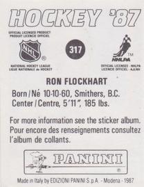 1987-88 Panini Stickers #317 Ron Flockhart Back