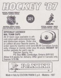 1987-88 Panini Stickers #321 Toronto Maple Leafs Logo Back