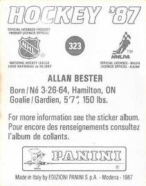 1987-88 Panini Hockey Stickers #323 Allan Bester Back