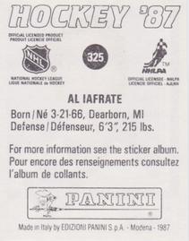 1987-88 Panini Hockey Stickers #325 Al Iafrate Back