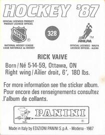 1987-88 Panini Hockey Stickers #328 Rick Vaive Back