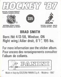 1987-88 Panini Hockey Stickers #335 Brad Smith Back