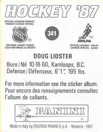 1987-88 Panini Hockey Stickers #341 Doug Lidster Back