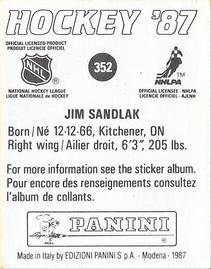 1987-88 Panini Stickers #352 Jim Sandlak Back