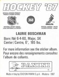 1987-88 Panini Hockey Stickers #368 Laurie Boschman Back