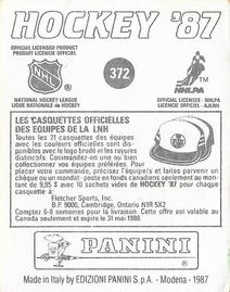 1987-88 Panini Hockey Stickers #372 Hart Memorial Trophy Back