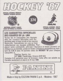 1987-88 Panini Stickers #374 Art Ross Trophy Back