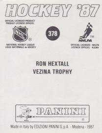 1987-88 Panini Hockey Stickers #378 Ron Hextall Back