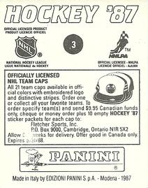 1987-88 Panini Stickers #3 Boston Bruins Logo Back