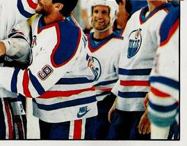 1988-89 Panini Hockey Stickers #186 Edmonton Oilers Celebrate Front