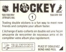 1988-89 Panini Hockey Stickers #1 Road to the Cup / Stanley Cup Draw Back