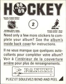 1988-89 Panini Stickers #2 Calgary Flames Team Logo Back
