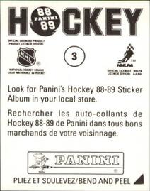 1988-89 Panini Hockey Stickers #3 Calgary Flames Uniform Back
