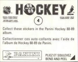1988-89 Panini Stickers #4 Mike Vernon Back