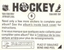 1988-89 Panini Hockey Stickers #6 Brad McCrimmon Back