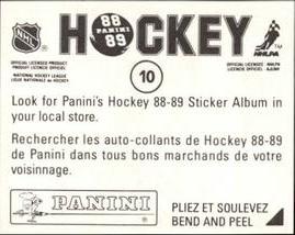 1988-89 Panini Hockey Stickers #10 Lanny McDonald Back
