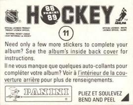 1988-89 Panini Hockey Stickers #11 Joe Mullen Back