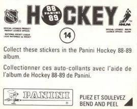 1988-89 Panini Hockey Stickers #14 Jim Peplinski Back