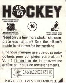 1988-89 Panini Hockey Stickers #16 Calgary Flames Back
