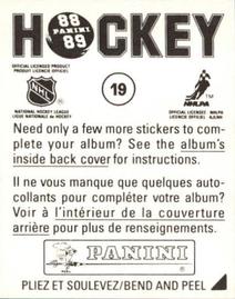 1988-89 Panini Hockey Stickers #19 Chicago Blackhawks Uniform Back