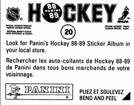 1988-89 Panini Hockey Stickers #20 Bob Mason Back