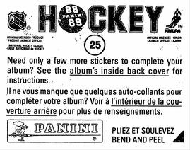 1988-89 Panini Hockey Stickers #25 Dirk Graham Back