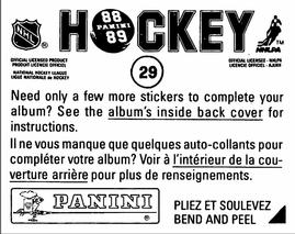 1988-89 Panini Hockey Stickers #29 Denis Savard Back