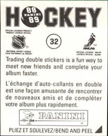 1988-89 Panini Hockey Stickers #32 Chicago Blackhawks Back