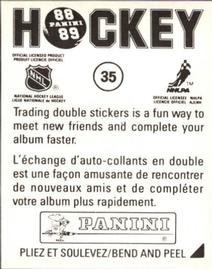 1988-89 Panini Hockey Stickers #35 Detroit Red Wings Uniform Back