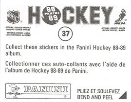 1988-89 Panini Hockey Stickers #37 Greg Stefan Back
