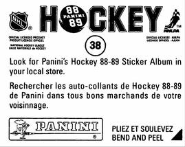 1988-89 Panini Hockey Stickers #38 Jeff Sharples Back