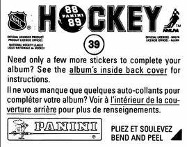 1988-89 Panini Hockey Stickers #39 Darren Veitch Back