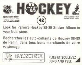 1988-89 Panini Hockey Stickers #42 John Chabot Back