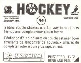 1988-89 Panini Hockey Stickers #44 Petr Klima Back